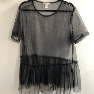H&M mesh peplum detail shirt